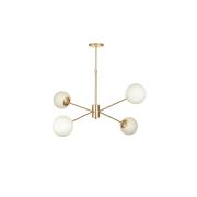 Avizemoda Pinza 4 lü Beyaz Camlı Salon Oturma Odası Modern Kollu Avize - (Gold Kaplama)