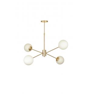 Avizemoda Pinza 4 lü Beyaz Camlı Salon Oturma Odası Modern Kollu Avize - (Gold Kaplama)