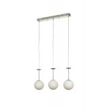 Avizemoda Pinza 3 lü Yemek Masası Üstü Beyaz Camlı Modern Sarkıt Avize - (Krom Kaplama)