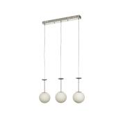 Avizemoda Pinza 3 lü Yemek Masası Üstü Beyaz Camlı Modern Sarkıt Avize - (Krom Kaplama)