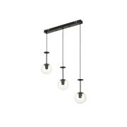 Avizemoda Pinza 3 lü Yemek Masası Üstü Şeffaf Camlı Modern Sarkıt Avize - (Siyah)