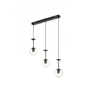 Avizemoda Pinza 3 lü Yemek Masası Üstü Şeffaf Camlı Modern Sarkıt Avize - (Siyah)