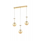 Avizemoda Pinza 3 lü Yemek Masası Üstü Bal Camlı Modern Sarkıt Avize - (Gold Kaplama)