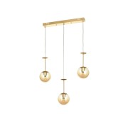 Avizemoda Pinza 3 lü Yemek Masası Üstü Bal Camlı Modern Sarkıt Avize - (Gold Kaplama)