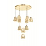 Avizemoda Venita 10 lu Bal+Beyaz Çift Camlı Salon Oturma Odası Modern Sarkıt Avize - (Gold Kaplama)