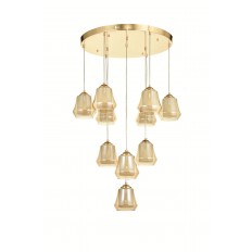 Avizemoda Venita 10 lu Bal+Beyaz Çift Camlı Salon Oturma Odası Modern Sarkıt Avize - (Gold Kaplama)