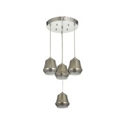 Avizemoda Venita 4 lü Füme+Beyaz Çift Camlı Salon Oturma Odası Modern Sarkıt Avize - (Krom Kaplama)