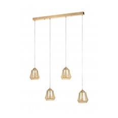 Avizemoda Venita 4 lü Yemek Masası Üstü Bal+Beyaz Çift Camlı Modern Sarkıt Avize - (Gold Kaplama)