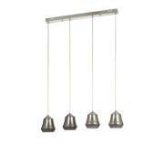 Avizemoda Venita 4 lü Yemek Masası Üstü Füme+Beyaz Çift Camlı Modern Sarkıt Avize - (Krom Kaplama)