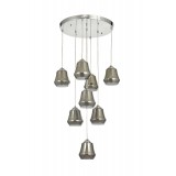 Avizemoda Venita 8 li Füme+Beyaz Çift Camlı Salon Oturma Odası Modern Sarkıt Avize - (Krom Kaplama)