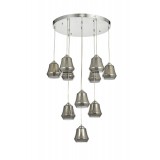 Avizemoda Venita 10 lu Füme+Beyaz Çift Camlı Salon Oturma Odası Modern Sarkıt Avize - (Krom Kaplama)