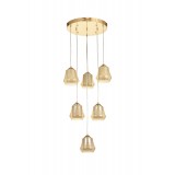 Avizemoda Venita 6 lı Bal+Beyaz Çift Camlı Salon Oturma Odası Modern Sarkıt Avize - (Gold Kaplama)