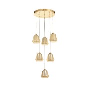 Avizemoda Venita 6 lı Bal+Beyaz Çift Camlı Salon Oturma Odası Modern Sarkıt Avize - (Gold Kaplama)