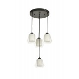 Avizemoda Venita 4 lü Şeffaf+Beyaz Çift Camlı Salon Oturma Odası Modern Sarkıt Avize - (Siyah Kasa)