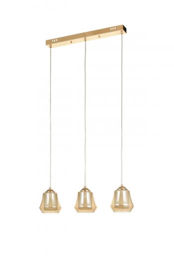 Avizemoda Venita 3 lü Yemek Masası Üstü Bal+Beyaz Çift Camlı Modern Sarkıt Avize - (Gold Kaplama)