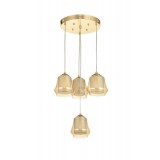 Avizemoda Venita 4 lü Bal+Beyaz Çift Camlı Salon Oturma Odası Modern Sarkıt Avize - (Gold Kaplama)