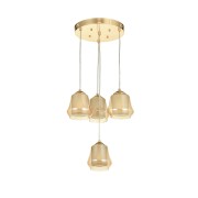 Avizemoda Venita 4 lü Bal+Beyaz Çift Camlı Salon Oturma Odası Modern Sarkıt Avize - (Gold Kaplama)