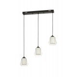 Avizemoda Venita 3 lü Yemek Masası Üstü Şeffaf+Beyaz Çift Camlı Modern Sarkıt Avize - (Siyah Kasa)