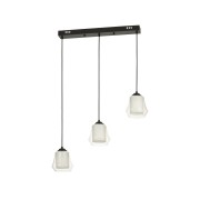 Avizemoda Venita 3 lü Yemek Masası Üstü Şeffaf+Beyaz Çift Camlı Modern Sarkıt Avize - (Siyah Kasa)