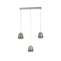 Avizemoda Venita 3 lü Yemek Masası Üstü Füme+Beyaz Çift Camlı Modern Sarkıt Avize - (Krom Kaplama)