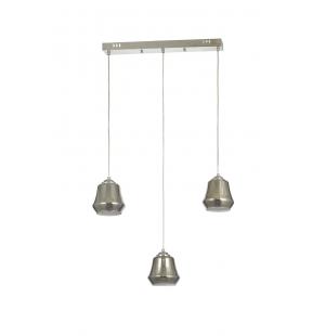 Avizemoda Venita 3 lü Yemek Masası Üstü Füme+Beyaz Çift Camlı Modern Sarkıt Avize - (Krom Kaplama)