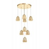 Avizemoda Venita 8 li Bal+Beyaz Çift Camlı Salon Oturma Odası Modern Sarkıt Avize - (Gold Kaplama)