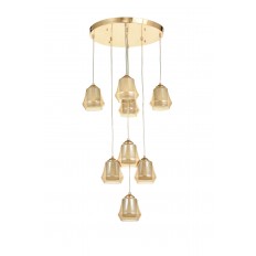 Avizemoda Venita 8 li Bal+Beyaz Çift Camlı Salon Oturma Odası Modern Sarkıt Avize - (Gold Kaplama)