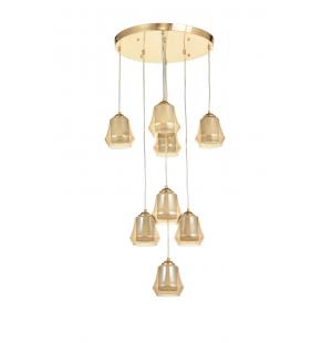 Avizemoda Venita 8 li Bal+Beyaz Çift Camlı Salon Oturma Odası Modern Sarkıt Avize - (Gold Kaplama)