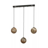 Avizemoda Galaksi 3 lü Yemek Masası Üstü Toprak Desen Camlı Modern Sarkıt Avize - (Siyah Kasa)