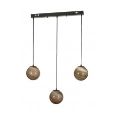 Avizemoda Galaksi 3 lü Yemek Masası Üstü Toprak Desen Camlı Modern Sarkıt Avize - (Siyah Kasa)