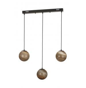 Avizemoda Galaksi 3 lü Yemek Masası Üstü Toprak Desen Camlı Modern Sarkıt Avize - (Siyah Kasa)