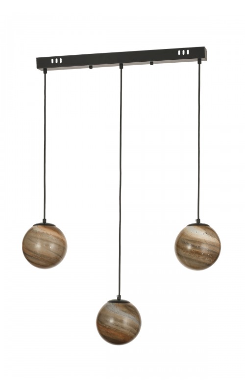 Avizemoda Galaksi 3 lü Yemek Masası Üstü Toprak Desen Camlı Modern Sarkıt Avize - (Siyah Kasa)