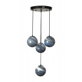 Avizemoda Galaksi 4 lü Gökyüzü Desen Camlı Salon Oturma Odası Modern Sarkıt Avize - (Siyah Kasa)