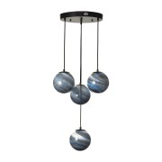 Avizemoda Galaksi 4 lü Gökyüzü Desen Camlı Salon Oturma Odası Modern Sarkıt Avize - (Siyah Kasa)