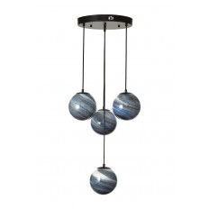 Avizemoda Galaksi 4 lü Gökyüzü Desen Camlı Salon Oturma Odası Modern Sarkıt Avize - (Siyah Kasa)