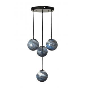 Avizemoda Galaksi 4 lü Gökyüzü Desen Camlı Salon Oturma Odası Modern Sarkıt Avize - (Siyah Kasa)