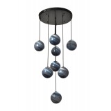 Avizemoda Galaksi 8 li Gökyüzü Desen Camlı Salon Oturma Odası Modern Sarkıt Avize - (Siyah Kasa)