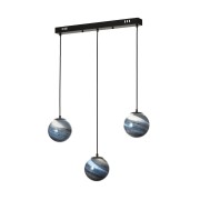 Avizemoda Galaksi 3 lü Yemek Masası Üstü Gökyüzü Desen Camlı Modern Sarkıt Avize - (Siyah Kasa)