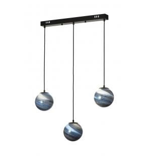 Avizemoda Galaksi 3 lü Yemek Masası Üstü Gökyüzü Desen Camlı Modern Sarkıt Avize - (Siyah Kasa)