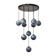 Avizemoda Galaksi 10 lu Gökyüzü Desen Camlı Salon Oturma Odası Modern Sarkıt Avize - (Siyah Kasa)