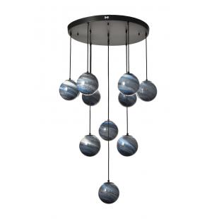 Avizemoda Galaksi 10 lu Gökyüzü Desen Camlı Salon Oturma Odası Modern Sarkıt Avize - (Siyah Kasa)