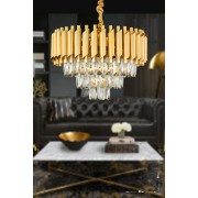 Avizemoda Palmira 45'lik Prizma Kesim Kristal Taşlı Lüks Avize - (SARI-YALDIZ)