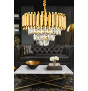 Avizemoda Palmira 45'lik Prizma Kesim Kristal Taşlı Lüks Avize - (SARI-YALDIZ)