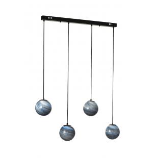 Avizemoda Galaksi 4 lü Yemek Masası Üstü Gökyüzü Desen Camlı Modern Sarkıt Avize - (Siyah Kasa)