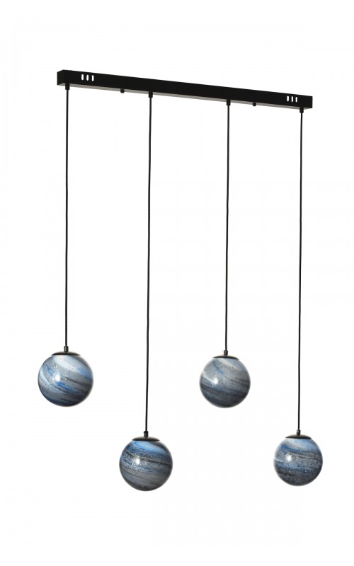 Avizemoda Galaksi 4 lü Yemek Masası Üstü Gökyüzü Desen Camlı Modern Sarkıt Avize - (Siyah Kasa)