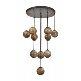 Avizemoda Galaksi 10 lu Toprak Desen Camlı Salon Oturma Odası Modern Sarkıt Avize - (Siyah Kasa)