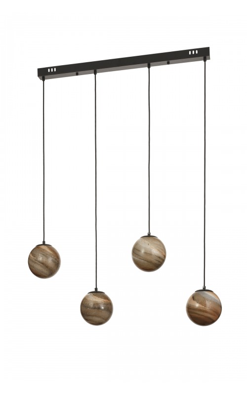 Avizemoda Galaksi 4 lü Yemek Masası Üstü Toprak Desen Camlı Modern Sarkıt Avize - (Siyah Kasa)