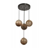 Avizemoda Galaksi 4 lü Toprak Desen Camlı Salon Oturma Odası Modern Sarkıt Avize - (Siyah Kasa)