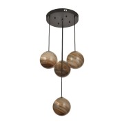 Avizemoda Galaksi 4 lü Toprak Desen Camlı Salon Oturma Odası Modern Sarkıt Avize - (Siyah Kasa)