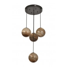 Avizemoda Galaksi 4 lü Toprak Desen Camlı Salon Oturma Odası Modern Sarkıt Avize - (Siyah Kasa)